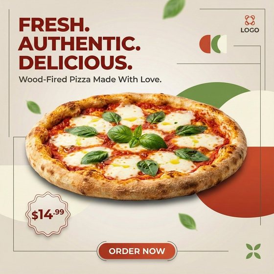 Wood-fired pizza social media post design